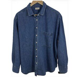 AYR Womens XL Chambray Button Down Relaxed Fit Shirt Deep End Style Minimalist